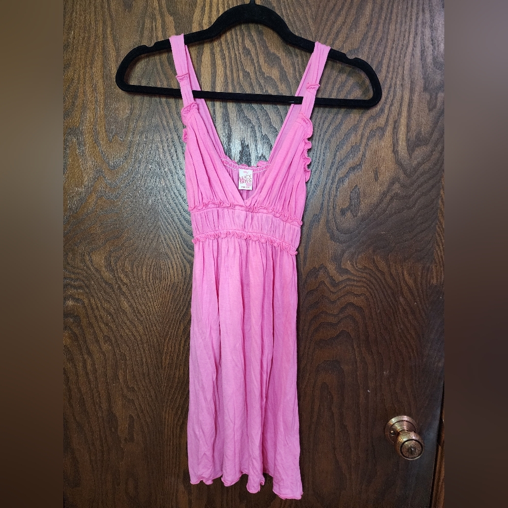 Women's Y2K Mini Babydoll Dress Ruffles Pink Size Medium